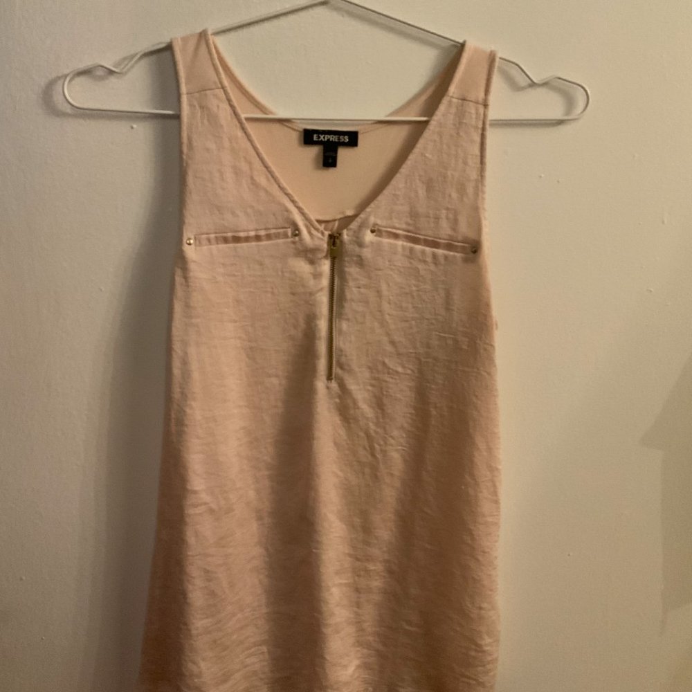 EXPRESS Sleeveless Zip-front Top - Nude/Pink